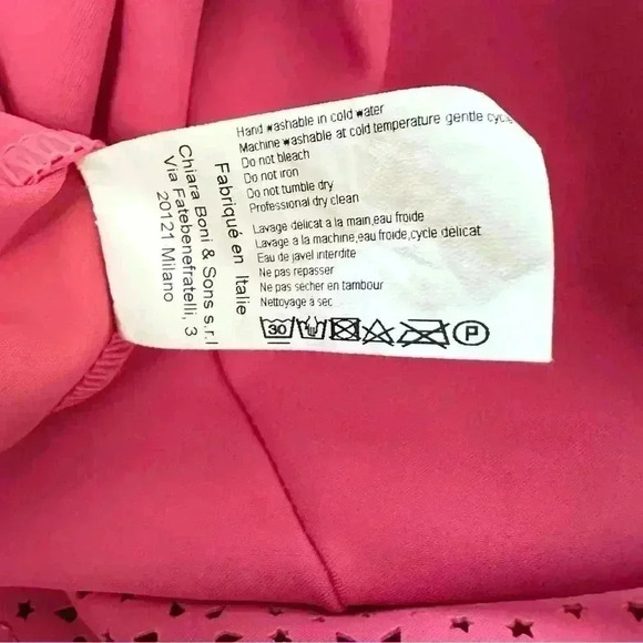 Chiari‎ Boni La Petite Robe Peplum Laser Cut Dress | Pink Peach | SZ 8 - Picture 5 of 14